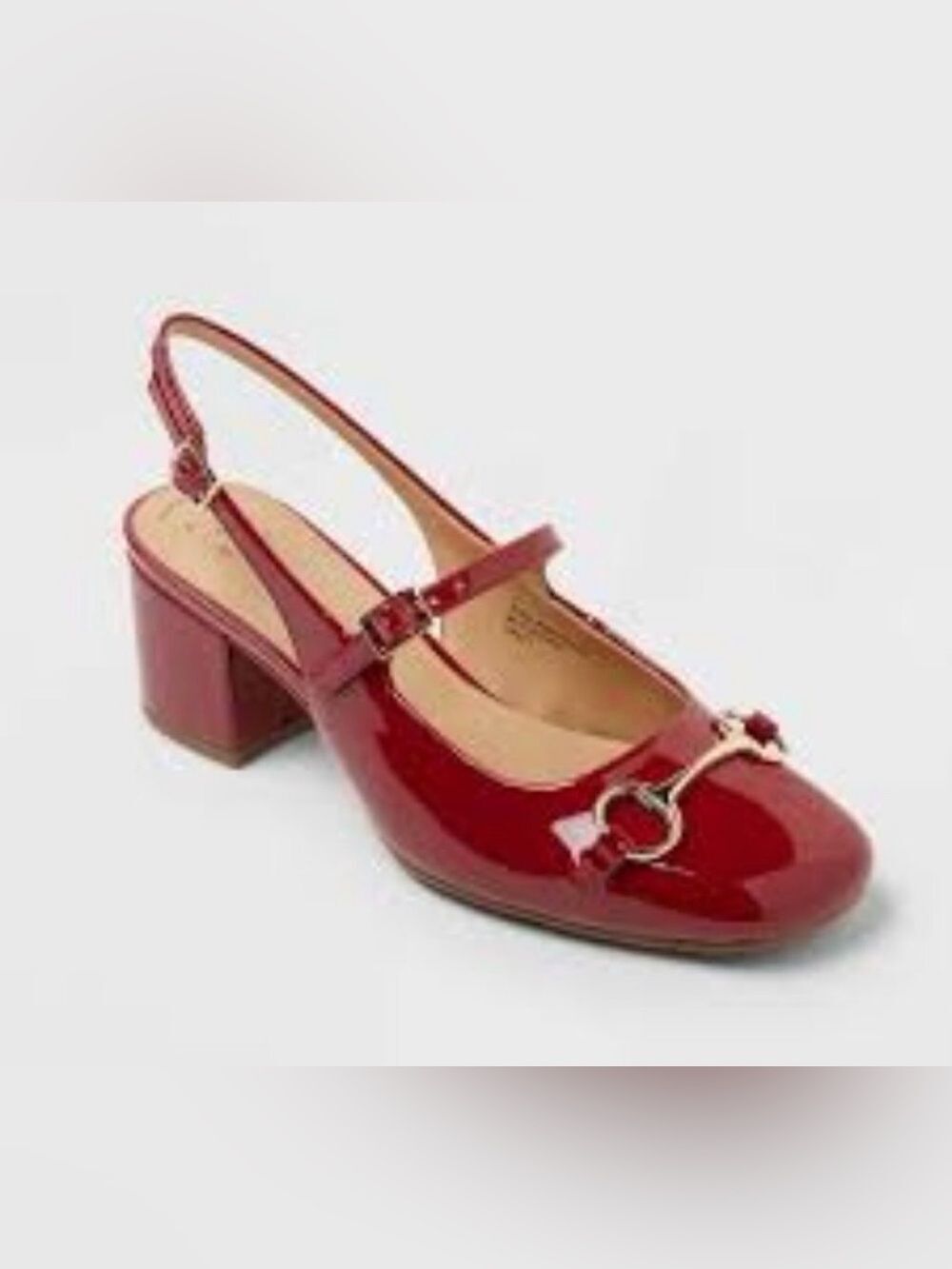 Lucky square toe block heel red size 8 NWOT